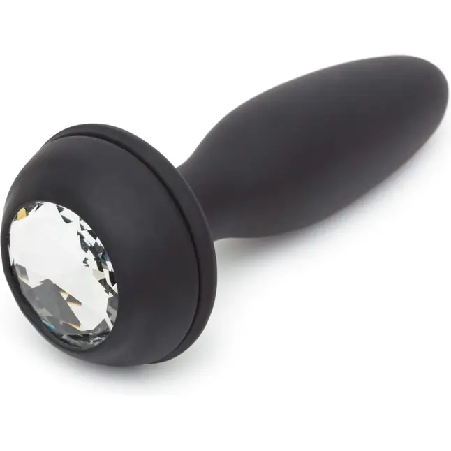 Черная анальная вибропробка Rechargeable Vibrating Bunny Tail Butt Plug Small. Фотография 3.