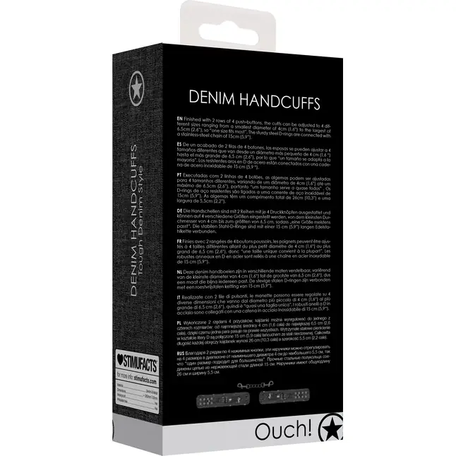 Черные джинсовые наручники Roughend Denim Style - Ouch!. Фотография 5.