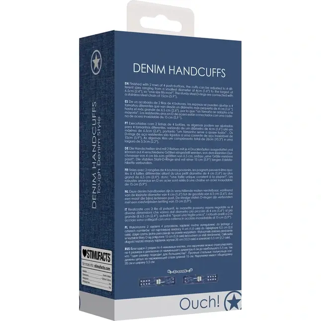 Синие джинсовые наручники Roughend Denim Style - Ouch!. Фотография 5.