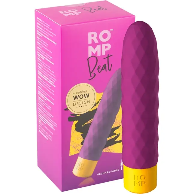 Лиловый рельефный мини-вибростимулятор Romp Beat - 15 см. Фотография 4.