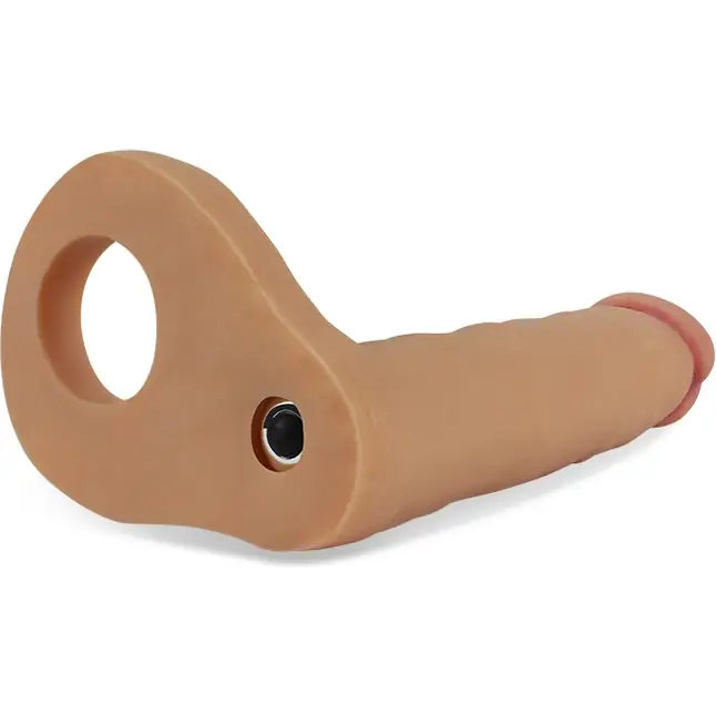 Телесная вибронасадка для двойного проникновения The Ultra Soft Double-Vibrating - 15,8 см. Фотография 4.