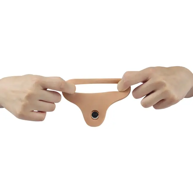 Телесная вибронасадка для двойного проникновения The Ultra Soft Double-Vibrating - 15,8 см. Фотография 5.