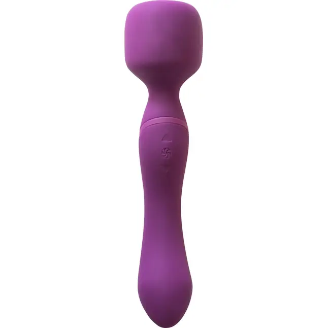 Фиолетовый двусторонний вибромассажер Heating Wand с нагревом - 22 см - Wand. Фотография 2.