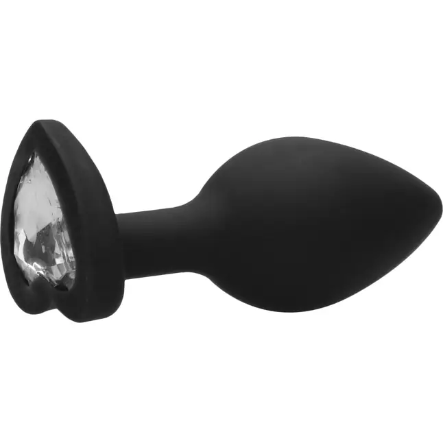Черная анальная пробка с прозрачным стразом Diamond Heart Butt Plug - 7,3 см - Ouch!. Фотография 7.