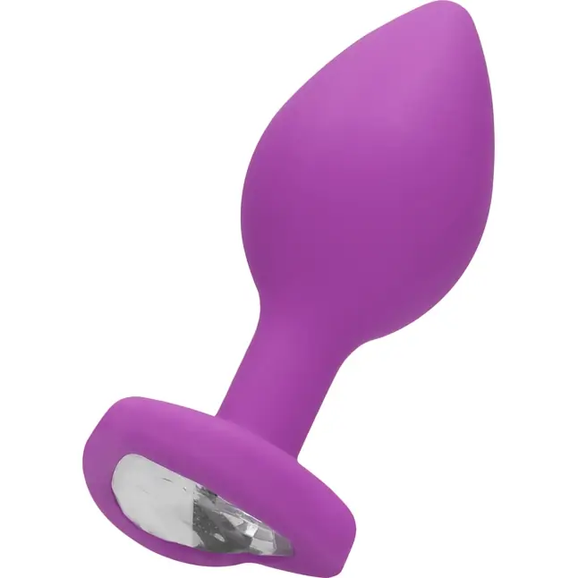 Фиолетовая анальная пробка с прозрачным стразом Diamond Heart Butt Plug - 7,3 см - Ouch!