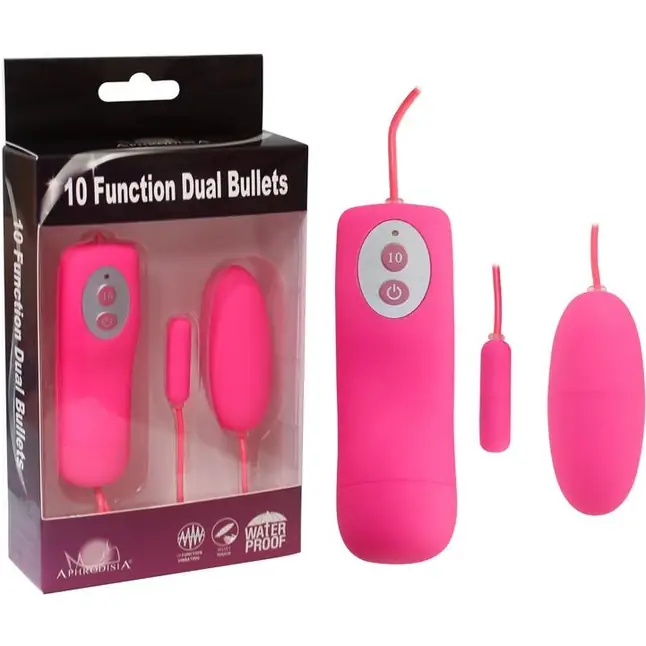 Розовое виброяичко и вибропуля 10 Function Dual Bullets. Фотография 2.