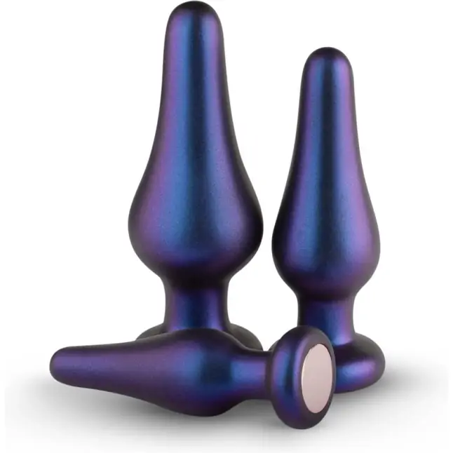 Набор из 3 фиолетовых анальных пробок Comets Butt Plug Set - Hueman. Фотография 2.