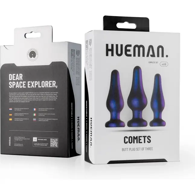 Набор из 3 фиолетовых анальных пробок Comets Butt Plug Set - Hueman. Фотография 5.