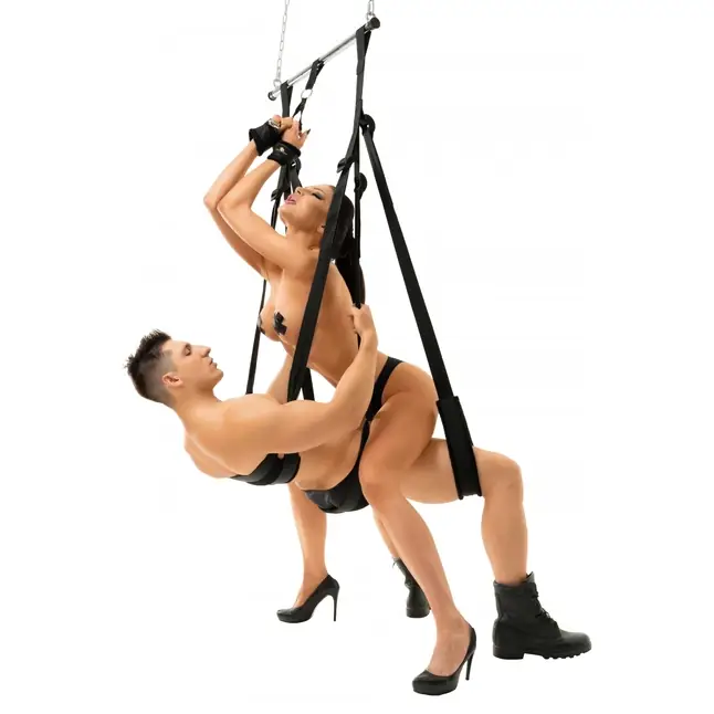 Черные любовные качели с регулируемой длиной - BDSM. Фотография 6.