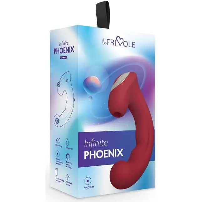 Бордовый вибратор Phoenix с вакуумной стимуляцией клитора - 18 см - Infinite collection. Фотография 3.