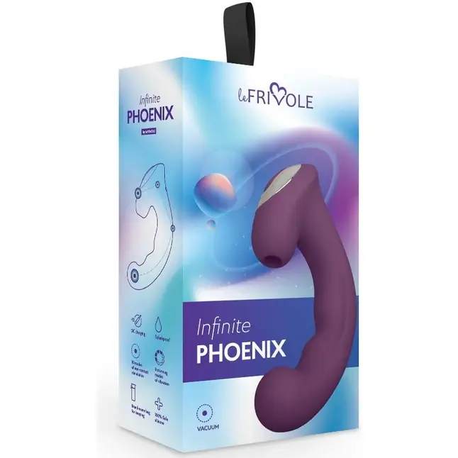 Фиолетовый вибратор Phoenix с вакуумной стимуляцией клитора - 18 см - Infinite collection. Фотография 3.