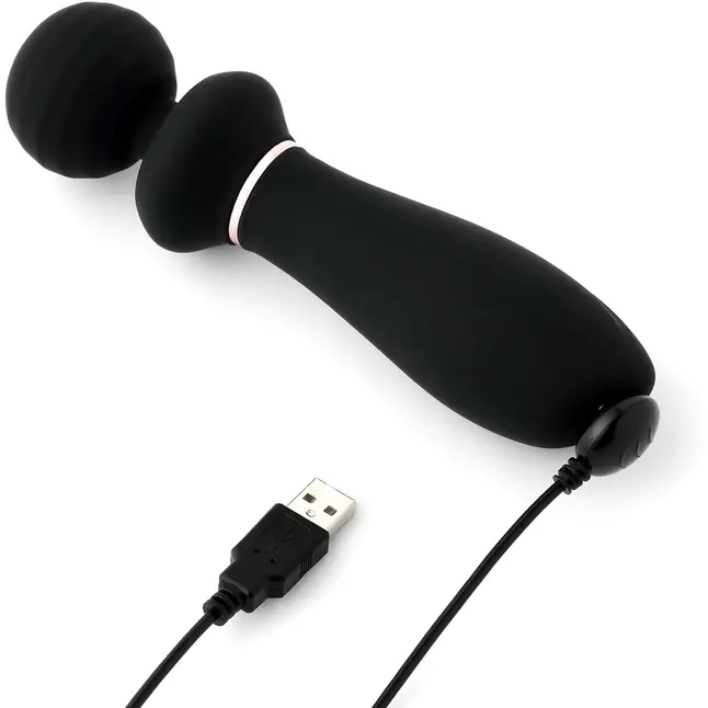 Черный вибратор So Divine Relax Portable Massage Wand - 24 см. Фотография 5.