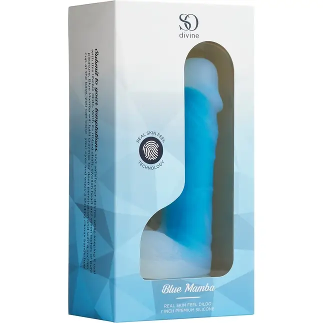 Голубой фаллоимитатор-реалистик So Divine Blue Mamba Dildo - 19 см. Фотография 4.