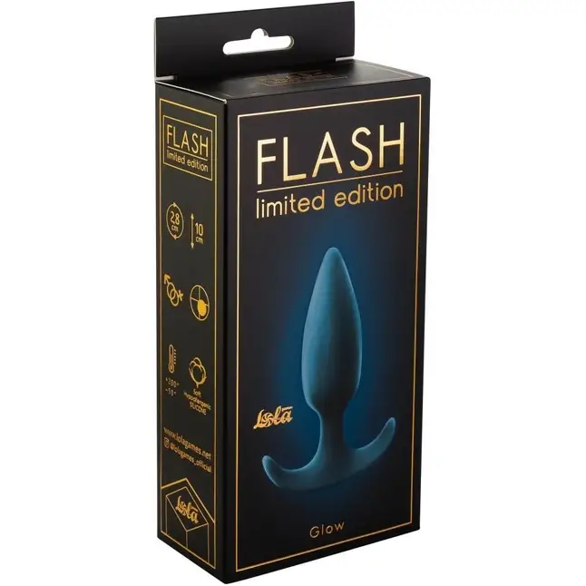 Грязно-синяя анальная пробка со смещенным центром тяжести Glow - 10 см - Flash. Фотография 2.
