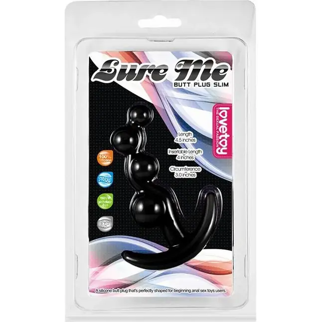Черная анальная цепочка LURE ME Silicone Anal Toy - 10,5 см. Фотография 2.