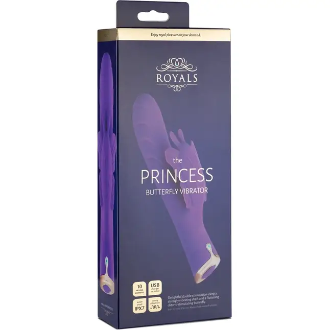 Фиолетовый вибратор-кролик The Princess Butterfly Vibrator - 20,5 см - Royals. Фотография 6.
