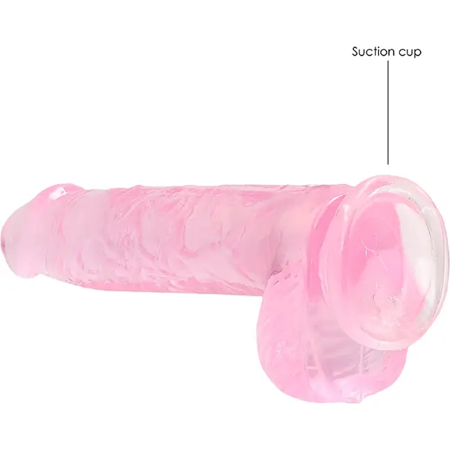 Розовый фаллоимитатор Realrock Crystal Clear 6 inch - 17 см - RealRock. Фотография 4.