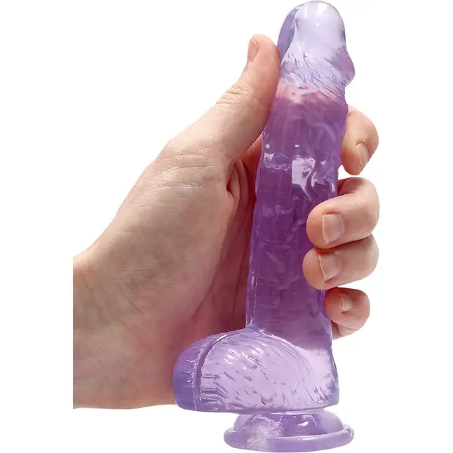 Фиолетовый фаллоимитатор Realrock Crystal Clear 6 inch - 17 см - RealRock. Фотография 5.