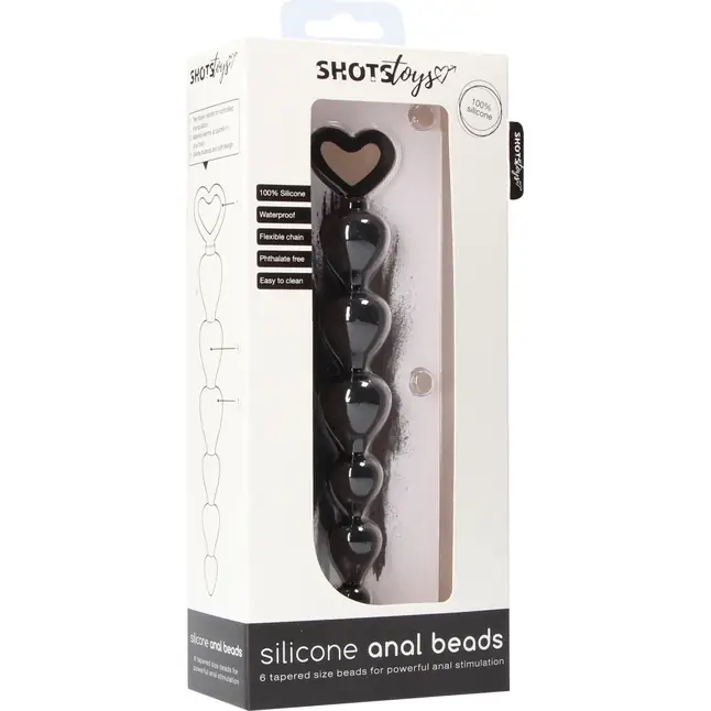 Черная анальная елочка Silicone Anal Beads - 17,5 см - Shots Toys. Фотография 3.