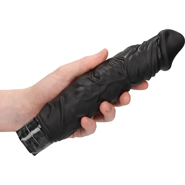 Черный вибромассажер Realisic 10 speed Vibrator - 24 см - Shots Toys. Фотография 3.