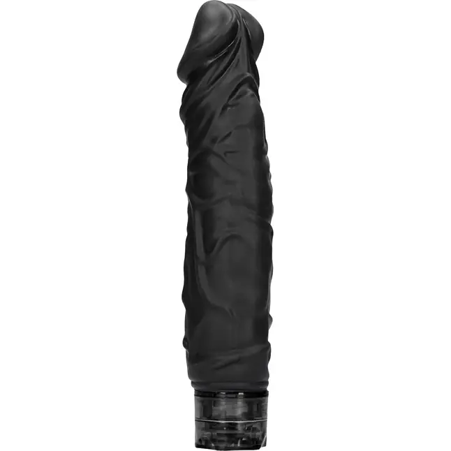 Черный вибромассажер Realisic 10 speed Vibrator - 24 см - Shots Toys