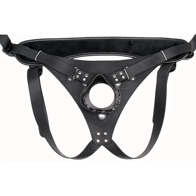 Телесный реалистичный фаллоимитатор на черных трусиках Real Big Strap-On - 34,5 см. Фотография 6.