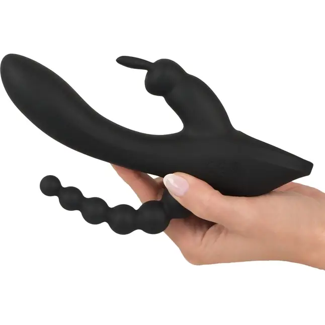 Черный тройной вибратор Triple G-Spot Vibrator - 20,8 см - Sweet Smile. Фотография 5.