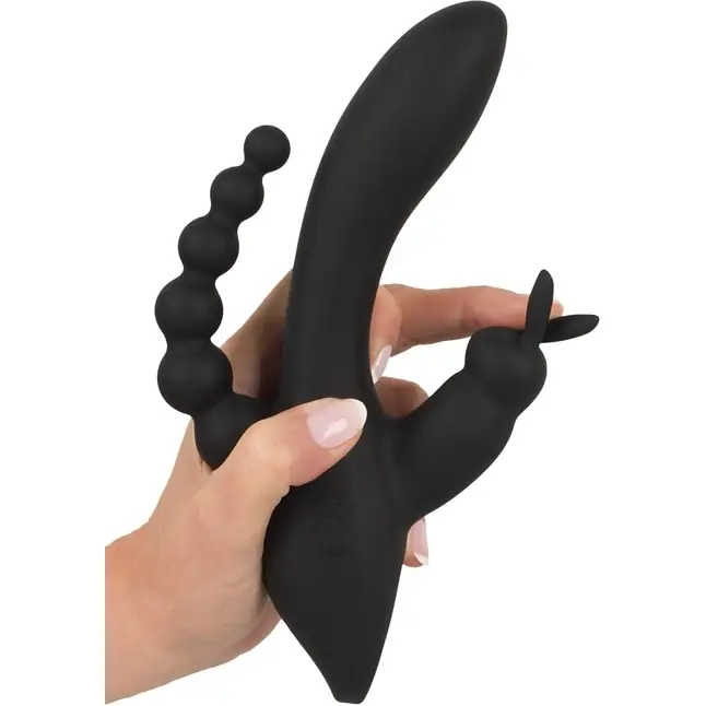 Черный тройной вибратор Triple G-Spot Vibrator - 20,8 см - Sweet Smile. Фотография 6.