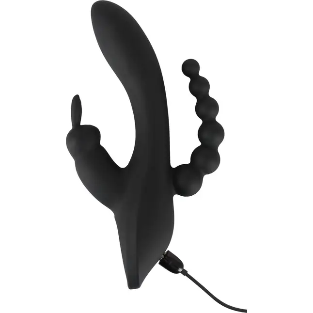 Черный тройной вибратор Triple G-Spot Vibrator - 20,8 см - Sweet Smile. Фотография 8.