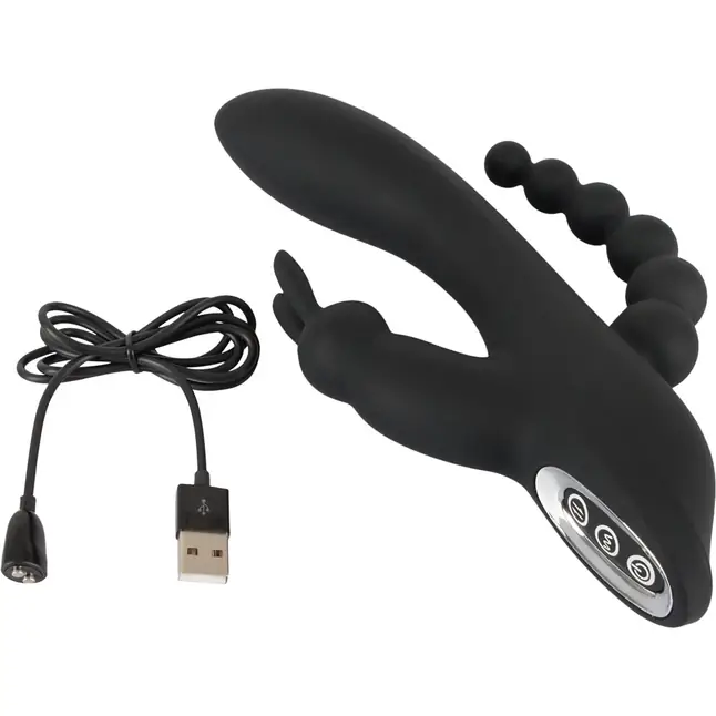 Черный тройной вибратор Triple G-Spot Vibrator - 20,8 см - Sweet Smile. Фотография 9.