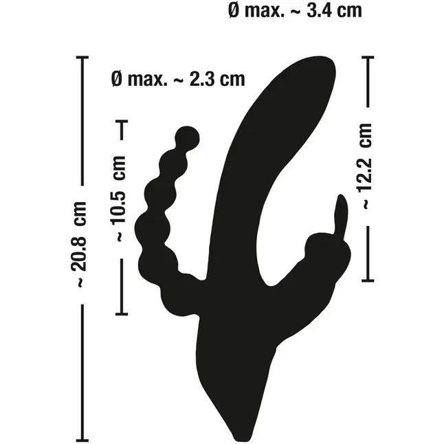Черный тройной вибратор Triple G-Spot Vibrator - 20,8 см - Sweet Smile. Фотография 10.