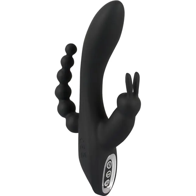 Черный тройной вибратор Triple G-Spot Vibrator - 20,8 см - Sweet Smile