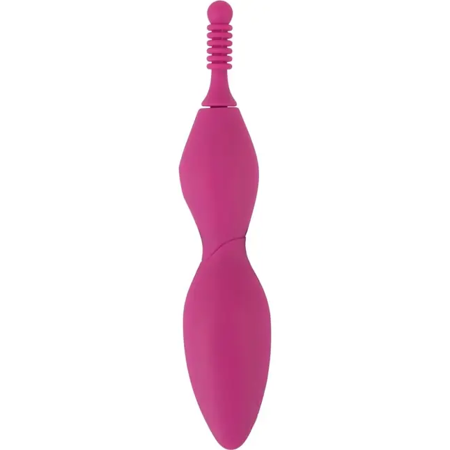 Ярко-розовый клиторальный вибратор с 3 насадками Spot Vibrator with 3 Tips - 17,9 см - Sweet Smile. Фотография 2.