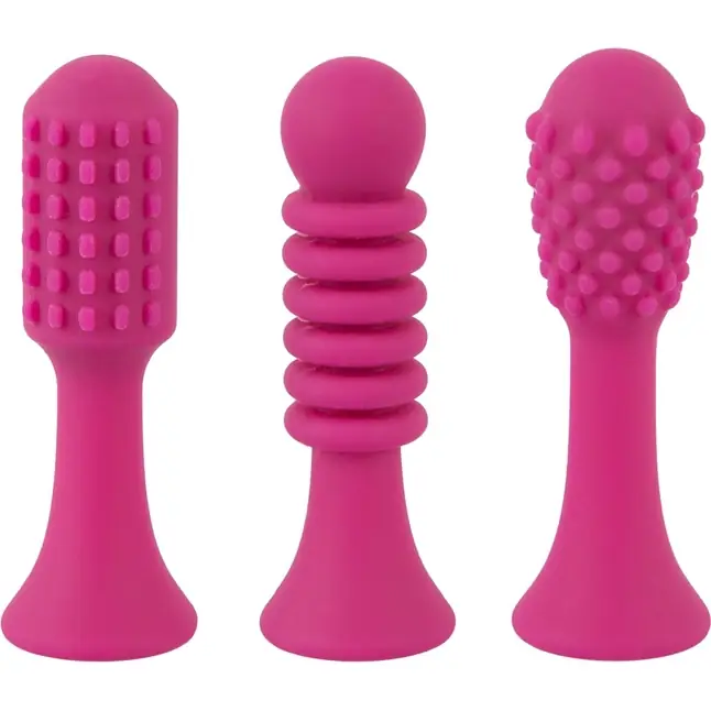 Ярко-розовый клиторальный вибратор с 3 насадками Spot Vibrator with 3 Tips - 17,9 см - Sweet Smile. Фотография 5.