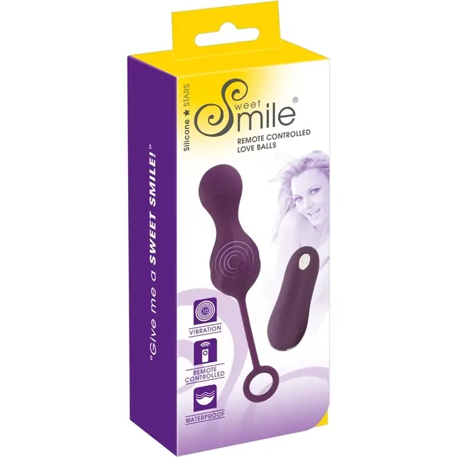 Фиолетовые вагинальные виброшарики Remote Controlled Love Balls - Sweet Smile. Фотография 9.