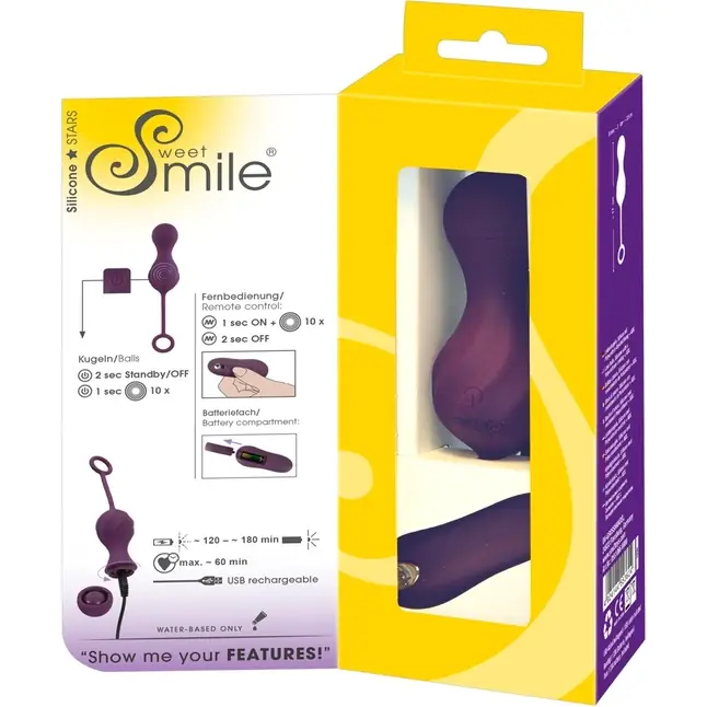 Фиолетовые вагинальные виброшарики Remote Controlled Love Balls - Sweet Smile. Фотография 10.