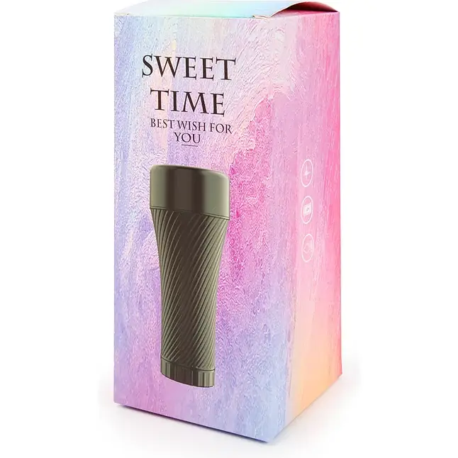 Телесный мастурбатор-вагина Sweet Time в черной колбе. Фотография 3.