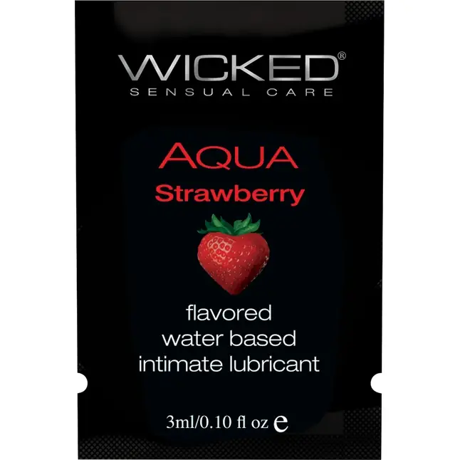 Лубрикант с ароматом клубники Wicked Aqua Strawberry - 3 мл