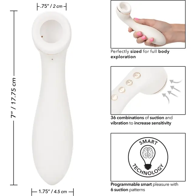 Белый вакуумный вибромассажер Empowered Smart Pleasure Idol - 17,75 см - Empowered. Фотография 3.