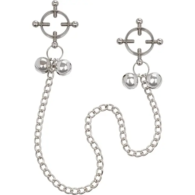 Металлические зажимы для сосков на цепочке Nipple Grips 4-Point Nipple Press with Bells - Nipple Play