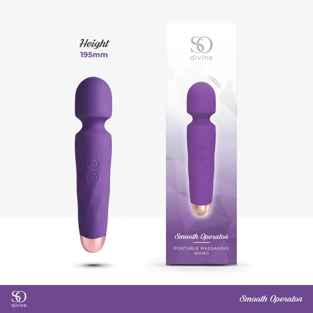 Фиолетовый вибромассажер Smooth Operator Rechargeable Wand - 19,5 см. Фотография 5.