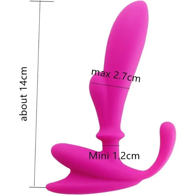 Розовый вибромассажёр простаты с выносным пультом Anal Pleasure 2 - 14 см. Фотография 3.