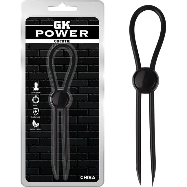 Черное эрекционное кольцо-лассо Cocktie - GK Power. Фотография 3.