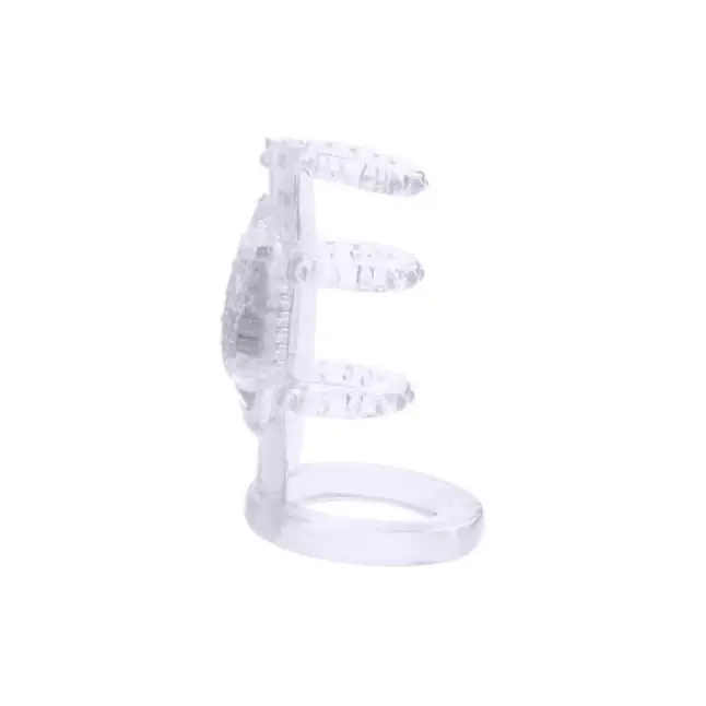 Прозрачная насадка на пенис с вибрацией Dual Vibrating Cock Cage - GK Power