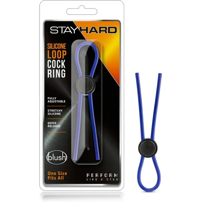 Синее эрекционное лассо Silicone Loop Cock Ring - Stay Hard. Фотография 5.