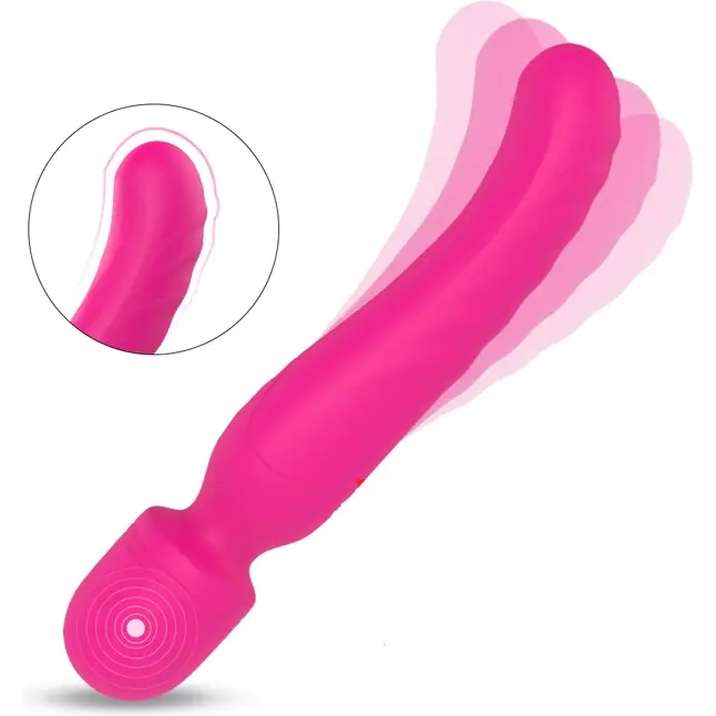Ярко-розовый жезловый вибратор Heating Bodywand с нагревом - 23,2 см - Vibes of Love. Фотография 4.