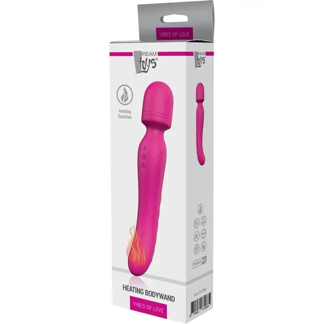 Ярко-розовый жезловый вибратор Heating Bodywand с нагревом - 23,2 см - Vibes of Love. Фотография 9.
