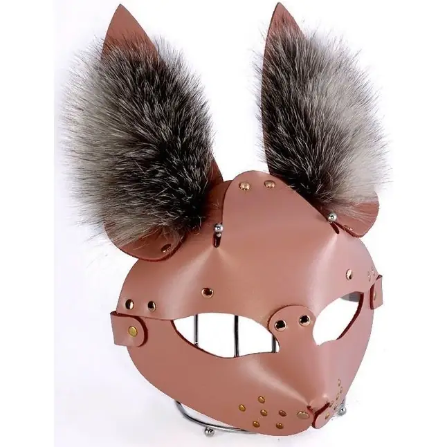 Розовая маска Зайка с меховыми ушками - BDSM accessories