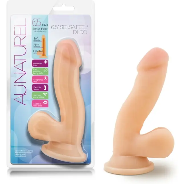 Телесный фаллоимитатор на присоске 6.5 Sensa Feel Dildo - 17,78 см - Au Naturel. Фотография 5.