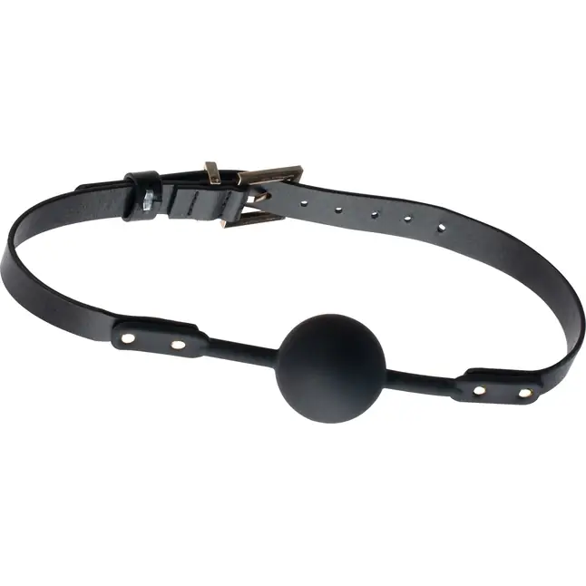 Черный кляп-шарик PREMIUM SOLID SILICONE BALL GAG - Guilty Pleasure